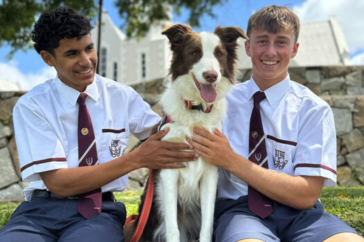 Broxy the Boarding Dog with Ipswich Grammar School Boarders